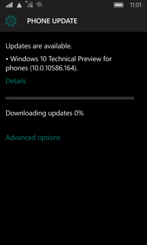 Lumia 530 running Windows 10 Mobile 10586.164